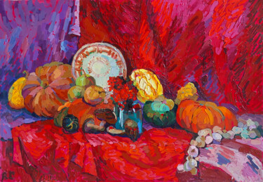 Autumn Gifts Ζωγραφική με τίτλο "Autumn Gifts" από Anastasiia Kurkova, Αυθεντικά έργα τέχνης, Λάδι Τοποθετήθηκε στο Ξύλινο φορείο σκελετό