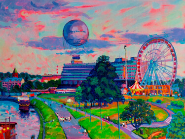 제목이 "Air Balloon"인 미술작품 Anastasiia Kurkova로, 원작, 기름 나무 들것 프레임에 장착됨