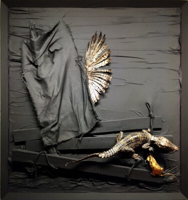 De l'Arche de Noé au Radeau de la Méduse 雕塑 标题为“De l'Arche de Noé a…” 由Michel Campistron, 原创艺术品, 拼贴 安装在木板上
