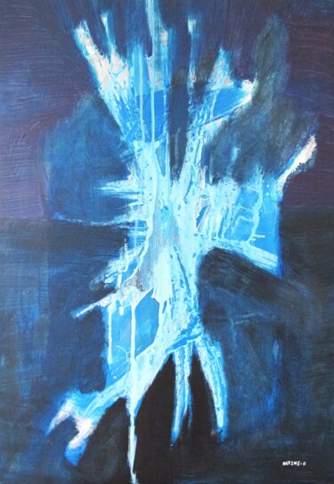 Schilderij getiteld "Hippocampe" door Guillaume Defins, Origineel Kunstwerk, Acryl Gemonteerd op Frame voor houten brancard