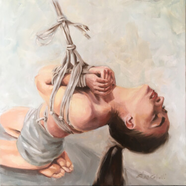 Картина под названием "Shibari" - Elena Copetti, Подлинное произведение искусства, Масло Установлен на Деревянная рама для н…