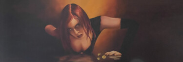 Schilderij getiteld "Tarassaco" door Elena Copetti, Origineel Kunstwerk, Olie Gemonteerd op Frame voor houten brancard