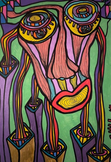 Tekening getiteld "Vertigo of regrets" door Christophe Verger-Lecocq, Origineel Kunstwerk, Inkt