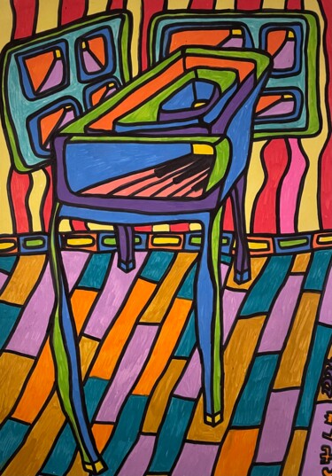 Drawing titled "Harpsichord" by Christophe Verger-Lecocq, Original Artwork, Ink