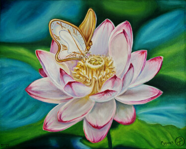 Schilderij getiteld "Time of beauty" door Konstantin Rudnev, Origineel Kunstwerk, Olie Gemonteerd op Frame voor houten branc…