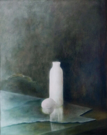 Pittura intitolato "Bodegón blanco" da Juan Francisco Luján, Opera d'arte originale, Olio Montato su Telaio per barella in l…
