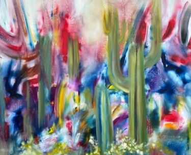 绘画 标题为“Cactus” 由Khrystyna Kozyuk, 原创艺术品, 油 安装在木质担架架上