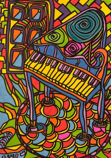 Drawing titled "Blue note" by Christophe Verger-Lecocq, Original Artwork, Ink