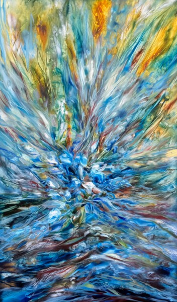 Schilderij getiteld "Water Reflections I" door Khrystyna Kozyuk, Origineel Kunstwerk, Olie Gemonteerd op Frame voor houten b…