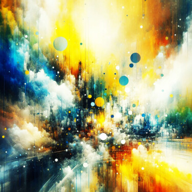 Abstrakte Stadtlandschaft mit farbigen Sphären #46aa Pittura intitolato "Abstrakte Stadtland…" da Lee Eggstein, Opera d'arte originale, Stampa digitale Montato su Telaio per bar…