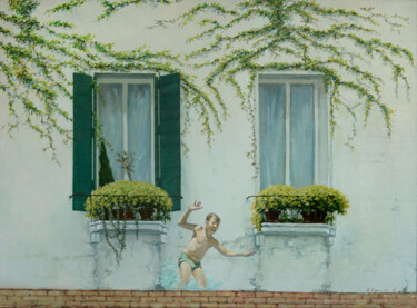 Pittura intitolato "Big water Venice" da Oleg Kateryniuk, Opera d'arte originale, Olio Montato su Telaio per barella in legno