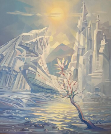 Schilderij getiteld "Ice Music" door Samvel Atasunts, Origineel Kunstwerk, Olie