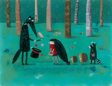 Little Red Riding Hood and the Great Magician (9. page) Gravures & estampes intitulée "Little Red Riding H…" par Mari Takacs, Œuvre d'art originale, Impression numérique