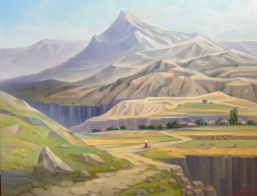 Painting titled "The Way Home" by Samvel Atasunts, Original Artwork, Oil