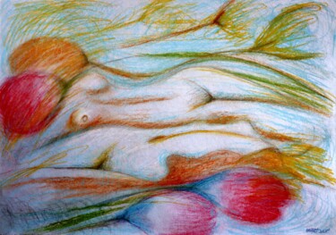 Painting titled "Fantasy with Flower…" by Rakhmet Redzhepov, Original Artwork, Pastel