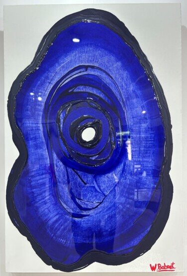 Painting titled "La belle bleue" by William Babret, Original Artwork, Acrylic Mounted on Wood Stretcher frame