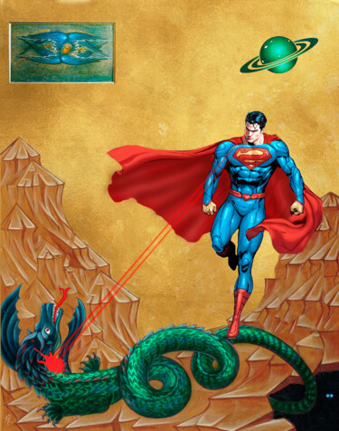 "Superman et le drag…" başlıklı Dijital Sanat Philippe Cadet tarafından, Orijinal sanat, Dijital Kolaj