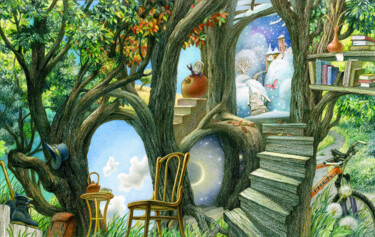 Desenho intitulada "THE HOUSE OF WANDER…" por Oleg Maiorov, Obras de arte originais, Conté