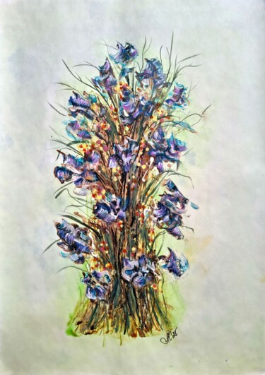 Картина под названием "Wild flowers 3" - Lena Kolambet, Подлинное произведение искусства, Акрил