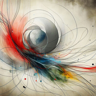 Abstrakte Kunst mit dynamischen Linien und Farben #427 Pittura intitolato "Abstrakte Kunst mit…" da Lee Eggstein, Opera d'arte originale, Stampa digitale Montato su Plexiglass