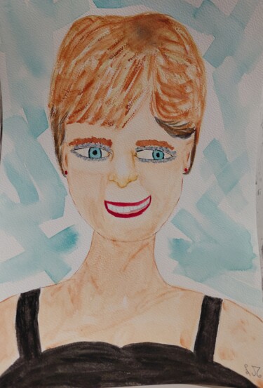 Schilderij getiteld "Lady Diana" door Lourdes M, Origineel Kunstwerk, Aquarel