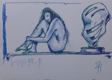 Galerie Zeitvertreib. Σχέδιο με τίτλο "Galerie Zeitvertrei…" από Götz Wiedenroth, Αυθεντικά έργα τέχνης, Μαρκαδόρος