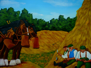 Malarstwo zatytułowany „Farm Workers” autorstwa Anthony Dunphy, Oryginalna praca, Akryl