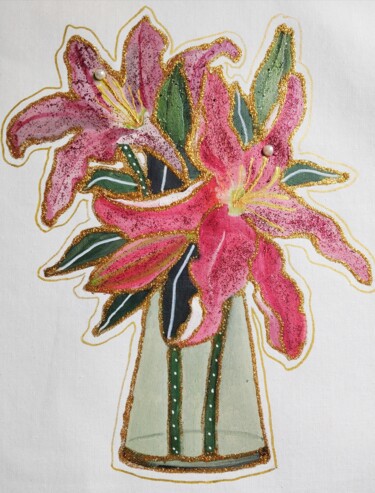 Schilderij getiteld "lily15" door Lihua Ji, Origineel Kunstwerk, Olie