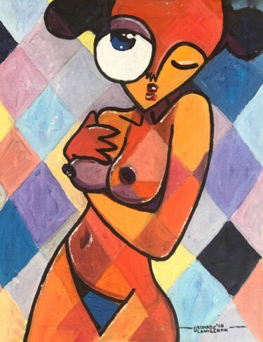 Embracing Beauty Peinture intitulée "Embracing Beauty" par Olamilekan Okunade, Œuvre d'art originale, Acrylique