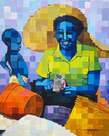 Картина под названием "Ẹ̀kọ́ ọ̀ l'ópin II" - Olamilekan Okunade, Подлинное произведение искусства, Акрил