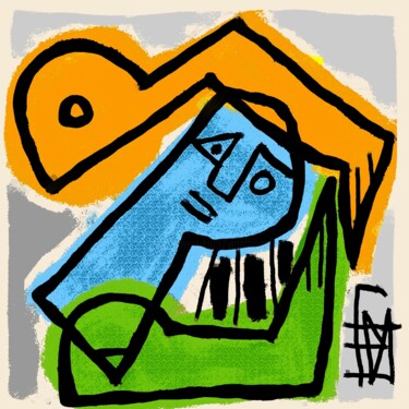 tête de femme couchée 2 Arte digitale intitolato "tête de femme couch…" da Franck Vidal, Opera d'arte originale, Pittura digitale