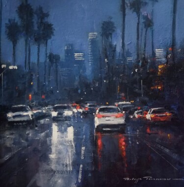 Ζωγραφική με τίτλο "Los Angeles N° 2225" από Philippe Perennou, Αυθεντικά έργα τέχνης, Ακρυλικό Τοποθετήθηκε στο Ξύλινο πάνελ