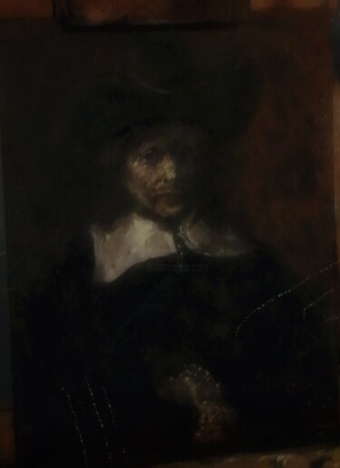 Painting titled "D'après Rembrandt,…" by Amazeigh Bouzékri, Original Artwork, Oil
