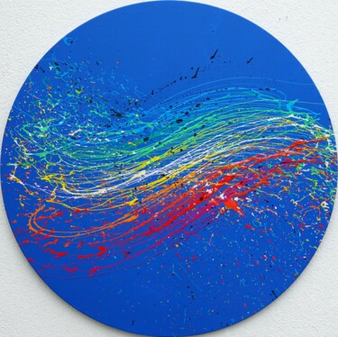 Splash 56 Schilderij getiteld "Splash 56" door Mark Hellbusch, Origineel Kunstwerk, Lak Gemonteerd op Frame voor houten brancard