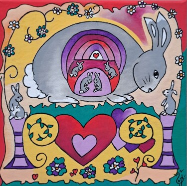绘画 标题为“Lapins Circus” 由Nadège Dubreuil, 原创艺术品, 丙烯