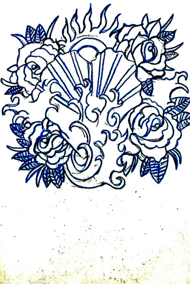 Disegno intitolato "Les roses" da José Espiguinha, Opera d'arte originale, Matita