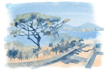 Bay View of Saint-Tropez 제목이 "Bay View of Saint-T…"인 미술작품 Tatiana Alekseeva로, 원작, 수채화