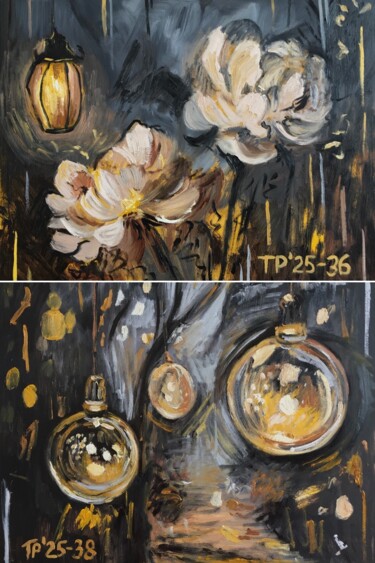 Set of artworks with flowers and landscape Pintura titulada "Set of artworks wit…" por Tatyana Pavlenko, Obra de arte original, Oleo Montado en Otro panel rígido