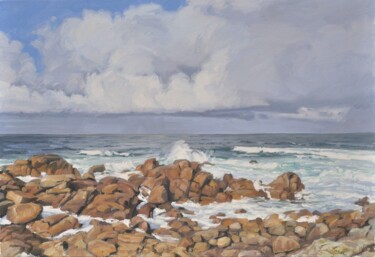 Schilderij getiteld "Coast of Galicia, M…" door Anne Baudequin, Origineel Kunstwerk, Olie Gemonteerd op Frame voor houten br…