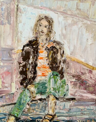 Girl Portrait Oil Painting On Canvas Figurative Artwork 제목이 "Girl Portrait Oil P…"인 미술작품 Vilma Gataveckiene로, 원작, 기름