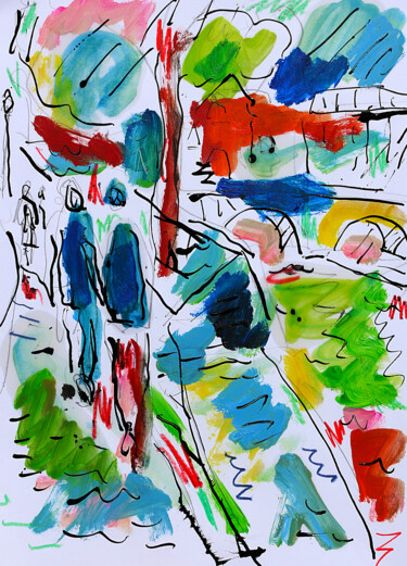 Malerei mit dem Titel "Louvre et berge" von Jean Mirre, Original-Kunstwerk, Öl