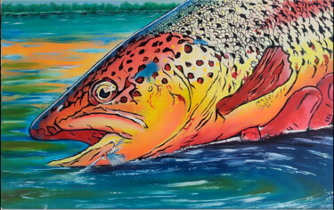 「River Flame」というタイトルの絵画 Artem Kolesnikovによって, オリジナルのアートワーク, オイル