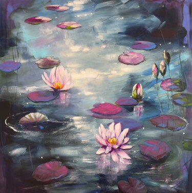 Schilderij getiteld "Serenity 6" door Sandra Gebhardt-Hoepfner, Origineel Kunstwerk, Acryl Gemonteerd op Frame voor houten b…