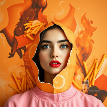 摄影 标题为“Orange GIRL” 由Davina Dugnas, 原创艺术品, 操纵摄影 安装在木质担架架上