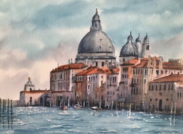 Venice, Italy Pintura titulada "Venice, Italy" por Darrencareyart Darren Carey, Obra de arte original, Acuarela Montado en Cartulina