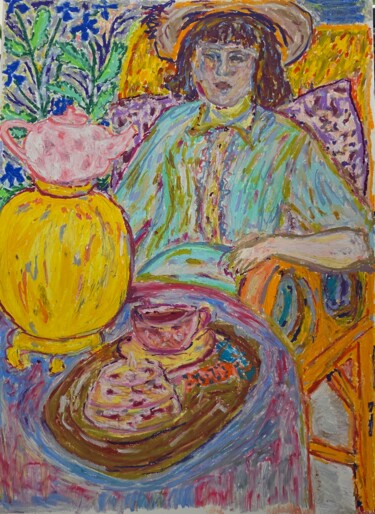 "Tea with Cornflowers" başlıklı Resim Yuliya Gündoğan (ostbiju_art) tarafından, Orijinal sanat, Pastel Karton üzerine monte…