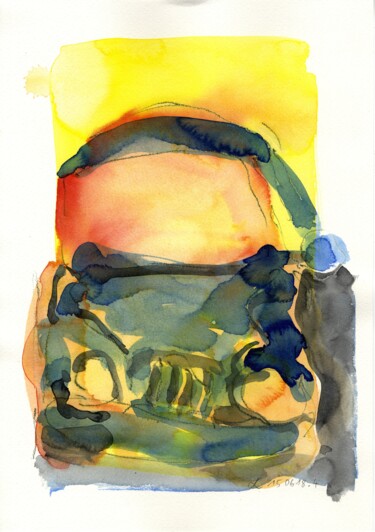 Auto/Selbster (150618.4) Painting titled "Auto/Selbster (1506…" by Detlef Lemme (Farbenkugel), Original Artwork, Watercolor