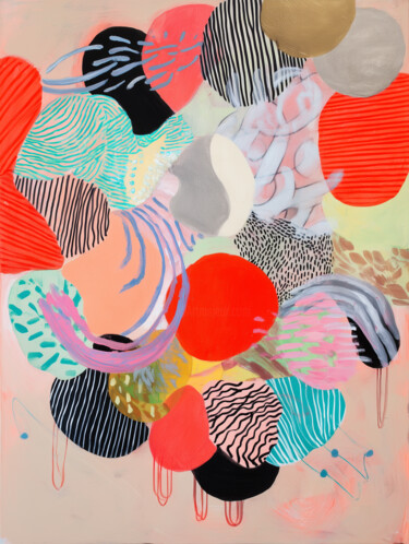 Orange and Flamingo colours Abstract Arts numériques intitulée "Orange and Flamingo…" par Olga Lomax, Œuvre d'art originale, Peinture numérique
