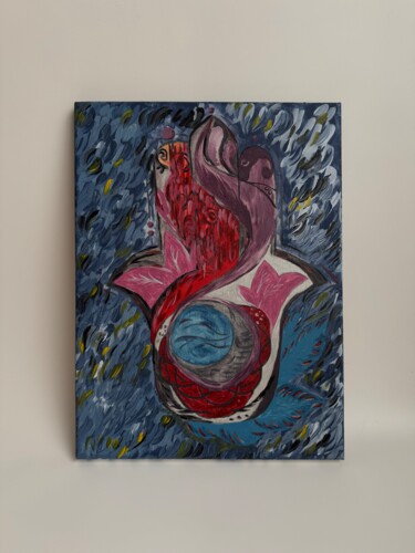 Pittura intitolato "Palm of the Ocean" da Kristina Kobets (KrisArt), Opera d'arte originale, Acrilico