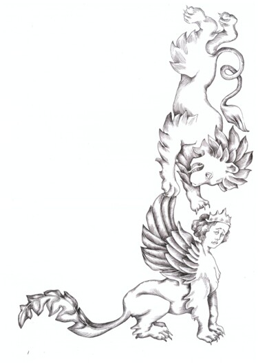 Tekening getiteld "The Sphynx" door Julia Naurzalijeva, Origineel Kunstwerk, Gelpen
